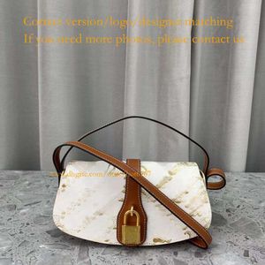 2024 New TABOU logo printed cowhide leather strap handbag Lock Head Bag Versatile Shoulder Bag Retro Flower Underarm Bag Fashion Handbag mini bag