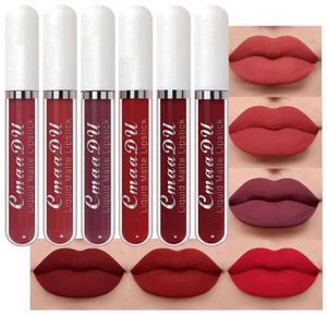 6piece matte liquid lipstick set lip gloss CmaaDu 24 hours long lasting waterproof dark red8236700