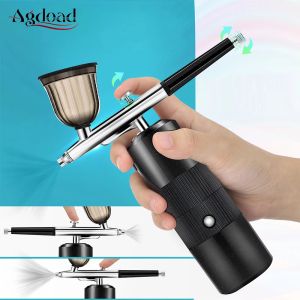 Machine Mini Air Compressor Nano Spray Oxygen Injector Portable Air Brush Nail Paint Compressor Airbrush Kit For Nails Art Cake Målning