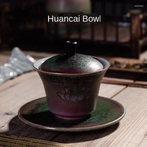 Teaware Sets Stoare Tureen Gilded Metal Glaze Tea Items Bowl Sancai Sopera De Ceramica GaiwanCoarse Pottery Set