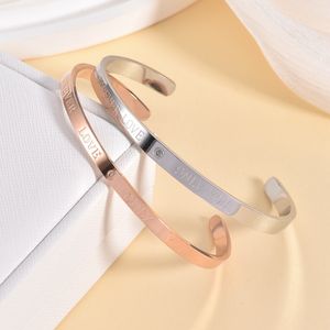 Titanium Steel C Letter Bangle Exquisite Diamond Inlay Fashion Wristband Stylish Charm Jewelry Gift Item