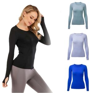 LuluLemmon Hoodie Lu Women Yoga Shirt T-shirts Kvinnor Full T-shirt Högelastisk andningsbar Rinnande Top Snabbtorkning Sömlös kortärmad Sportcykel Gym Wear