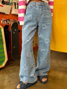 Женские джинсы с высокой талией весенний длинные брюки Женщины любят вышивать модные повседневные брюки для женщин в корейском стиле.