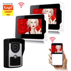 Campainhas de campainha ucybo video intercom Wi -fi wireless video system de telefone para apartamento em casa 1080p IP Touch Monitor Smart Tuya Doorbell Câmera