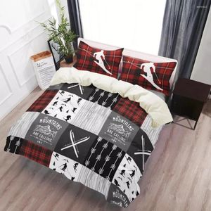 Bedding Sets Skiers Set Set Duvet Capa para meninos Presentes de esqui Padrão de colcha de cama linho Twin Twin Tamanhos duplos