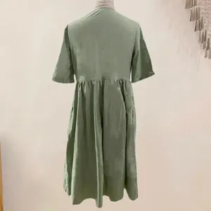 Vestidos casuais saia boêmia leve elegante V Vestido maxi de pescoço com bolsos para mulheres A-line Bainha solta Mangas curtas Férias apertadas