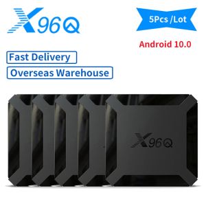 Box 5PCS X96QスマートテレビボックスAndroid 10 AllWinner H313セットトップボックス2.4G WiFi Voice HDR 1G8G 3D 4KメディアプレーヤーTVBox 2G16G X96 Q