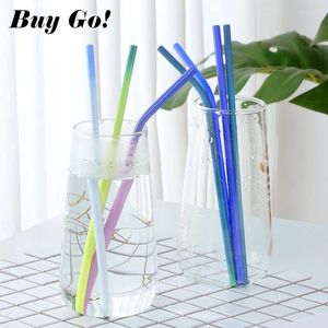 Drinking Straws 2PCS Stainless Steel Amazing Color Change With The Temperature Reusable Metal Curving & Straight