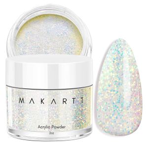 Flüssigkeiten Makartt Acrylpulver 2oz Weiß Glitzer Acrylnagelversorgungen Diy Nail Art für Anfänger Acrylnagelpulver zur Nagelverlängerung