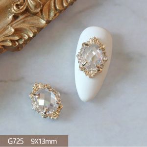 Removers 10pcs/lotto ovale ovale in lega 3d in lega zircone cristallo in metallo chiodo manicure Accesorios Fornies Decorations Charms G725