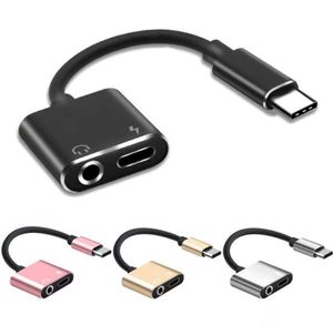 USB Type C Adapter Charger Audio Cable 2 i 1 TypeC till 35mm Jack Headphone Aux Converter för Samsung för Xiaomi för Huawei1423596
