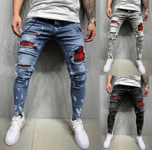 New Design Troushers for Mens Jeans Slim Classic Skinny Para Hombre Patch Ripped Hole Denim Pants Men