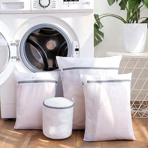 Laundry Bags Gray Zipper Mesh Wash Travel Portable Clothes Organizer Underwear Bra Washing Pouch Foldable Net Dirty Bag