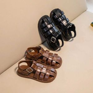 Slipper Boys Roman Shoes 2023 Barn Solid Color Classic Britain Style Uniform Schoskor Kids Fashion Girls Toes Inslagna sandaler 2448