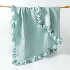 Cases Summer Cotton Baby Blanket Muslin Swaddle Crinkle Gauze Ruffle Receiving Blanket Infant Stroller Diapers Baby Bath Towel Bedding