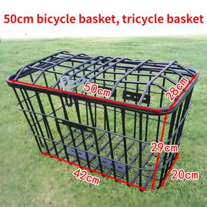 Bicycle Basket 50cm Bold Tricycle Rear Waterproof Durable Storage Detachable Metal Bike Baskets with Inner Bag 240329