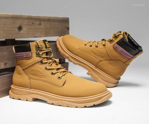 Boots Microfiber Emboss Upper Mens Ankle Outdoor Yellow Men039s Working Lace Up Slip Resistant Trekking Boot7018395