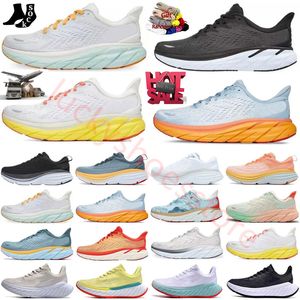 トレーナーランニングシューズHokas Bondi 8 Clifton 9スニーカーブラックホワイトシフトサンドライラック大理石黄色の梨の男性トレーナーアウトドアスポーツスニーカー女性