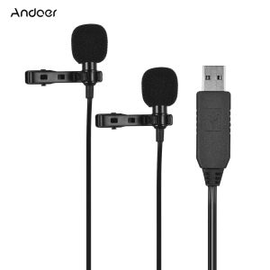 Микрофоны Andoer 4,5 м/15 футов USB Dualhead Lavalier Lapel Microphone Clipon Omnidectional Computer Mic для записи компьютерного видео аудио