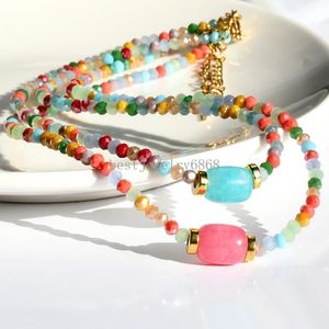 Gioielli di moda Rhodonite naturale Rhodonite Amazonite Pendiali Collane Women Chokers Women Women