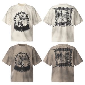 Män kvinnor hiphop vintage tryck t-shirt 1 kvalitet bomull överdimensionerad t-shirt tee topp