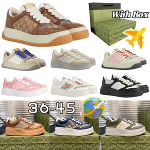 Con scarpe da design box sneaker scarpe casual in pelle di lusso piattaforma sportiva scarpe da donna da donna con allenatore di corsa versatile alla moda avanzato 35-45