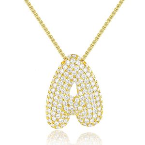 Kissyan Bubble Letter Halskette, 14K Gold plattiert Ballon Erstanhänger Kistenkette Halskette exquisit dichte dichtes dichtes Kubikzirkon -Schmuckgeschenk für Damen und Mädchen