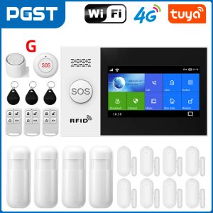 Kits PGST 4.3 inch HD 4G Wifi Alarm System Wireless Touch Screen Tuya Smart Life App Control work with Alexa PG107