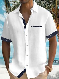 Camisas casuais masculinas 2017 verão nova camisa aloha lazer Fashion Street de alta qualidade de manga curta Festas de férias de praia Mens bolso de cor sólida camisa YQ240408