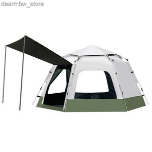Tendas e abrigos tenda hexagonal de vinil ao ar livre espessado portátil portátil equipamento de acampamento automático Conjunto completo de refeições de camping protetor solar L48