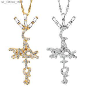 Pendant Necklaces Travis Scott Product Brand Cactus Jack Shape Pendant Necklace Ice Crystal Cubic Zirconia Pendant Hip Hop Jewelry Gift240408