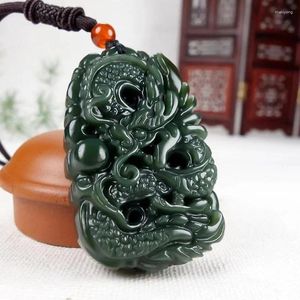 Kolye Kolye Toptan Hetian Jade Dragon Gri Zodyak Erkekler