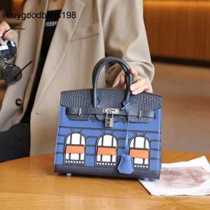 Tote Bag Handbag Handmade 7a New Palm Pattern with Top Layer Crocodile Cowhide Color Matching Small House Portable One Shoulder Bk Womens Bag Have Logo 0m49