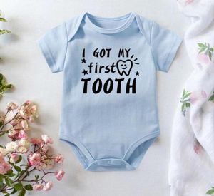 Rompers I Got My First Tooth Print Funny Baby Bodysuit 100 Cotton Born Boys Girls Shower Gifts2872992