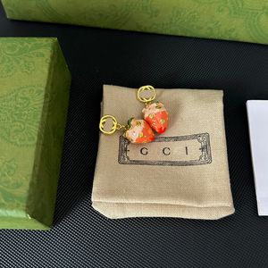 Luxury Gold-Plated Earrings Designers New Strawberry Pendant Design High-Quality Earrings High-Quality Romantic Love Gifts Exquisite Earrings Charming Girls