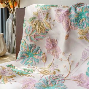 金エンボス加工された大きな花の糸染色ジャクアードファブリックレトロエレガントなドレス装飾的な縫製生地50cmx140cm 240328