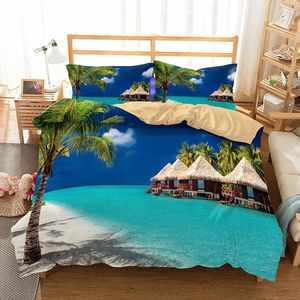 Bedding Sets Scenic Duvet Cover Pillowcase 3d Beach Set Large King Size Bed Double Home Textiles