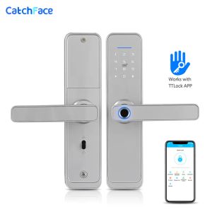 Blocco Silver Smart Fingerprint Lock Sicurezza Sicurezza Elettronica Smart Bluetooth Digital App KeyPad Codice Frid Card Blocco senza chiave