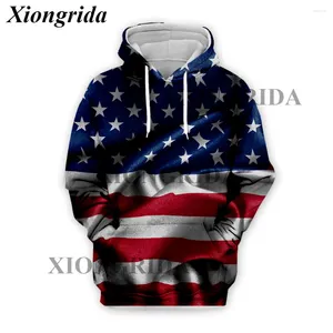 Męskie bluzy est USA flaga bluza męska ponadwymiarowe pullover Casual American Stars i Stripe 3D Hooded Unisex Streetwear