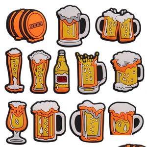 Shoe Parts & Accessories Wholesale 100Pcs Pvc Drinks Beer Cheer Charms Man Woman Buckle Decorations For Bracelet Button Clog Adt Gift Dhnhx