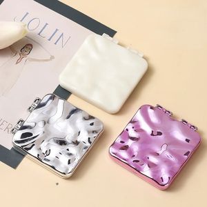 Mini Square Makeup Mirror Portable Hand Mirror Liten dubbelsidig Miroir Folding Compact Clamshell Simplicity Cosmetic Mirror