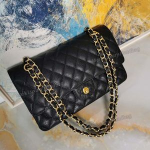 Klassische Flip -Tasche Luxusdesignerinnen Frauenbeutel Echtes Leder Diamant Muster Ketten Umhängetasche Cowide Kaviar Muster Litchi Muster Top Qualität