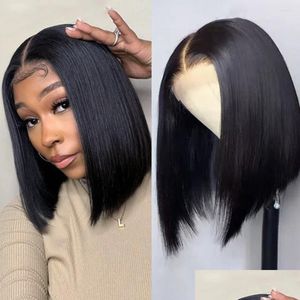 Lace Wigs Straight Short Bob Front 13X4 Transparent Human Hair Pre-Plucked With Baby Jazz Star Drop Delivery Products Otinl