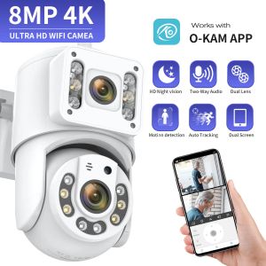 Telecamere 8MP 4K WiFi Sorveglianza telecamere Dual Lens Ptz Security Camera esterna impermeabile Smart Dual Screen View Multiple View Human Detect