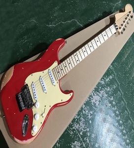 Red Vintage Styles Electric Guitar with Floyd RoseCream PickguardSSS PickupsMaple PickguardCan be Customized as Request8210621