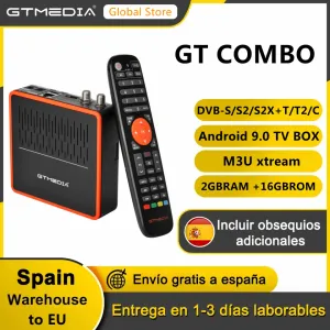 Box gtmedia gt combo 4k 8k Android 9.0 Smart TV Box DVBS2 T2 Cabo 2G+16G Sport Satellite Support M3U CCAM Construído em WiFi PK GTC