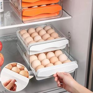 収納ボトル冷蔵庫冷蔵庫の卵箱スタッキング32グリッド付き透明なプルアウト引き出し引き出しデザインキッチン
