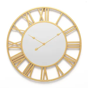 Настенные часы часы современный дизайн ретро круглый железный зеркал искусство Полово металлическое северное римское число.