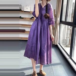 Italy Original Single Tail Goods Highend Big Name Tencel Dress Vneck Sevenpoint Midlength Loose Skirt Women 240329