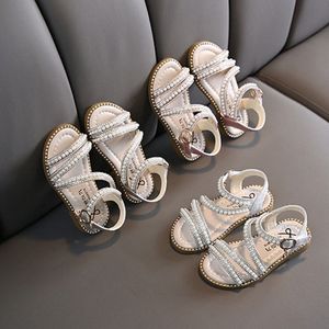 Girls Sandals Children Summer Ladies Pearl Princess Scarpe Toddler Youth Performance Scarpe Pink Golden EUR 21-36 01YJ#